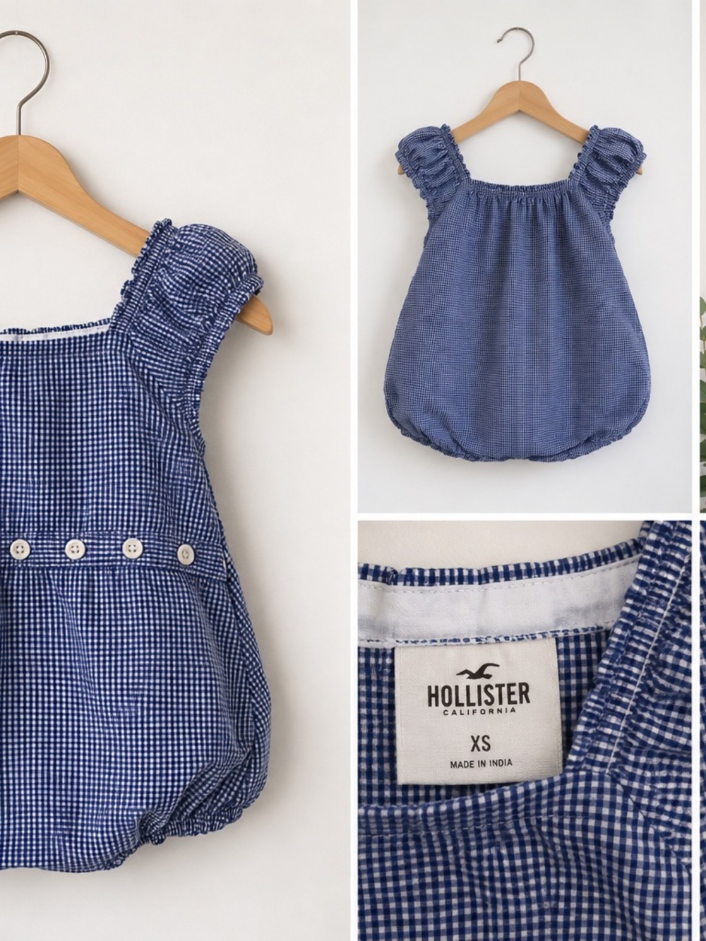 Hollister Blue Gingham Bubble Romper